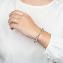 Браслет флюорит зеленый (сталь хир.) 9 мм 17 см (+3 см)