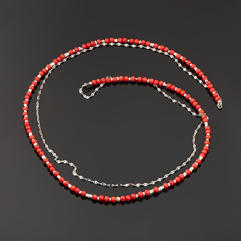 Бусы микс жемчуг, коралл (сталь хир.) длинные 4 мм 125 см