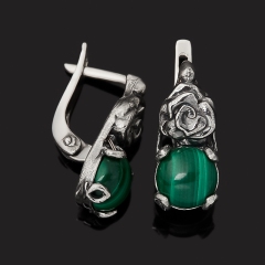 Серьги малахит Конго (серебро 925 пр. оксидир.)