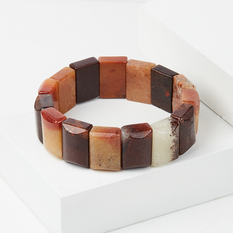 Браслет кварц с гематитом Бразилия 18 см