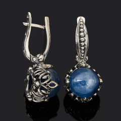 Серьги кианит синий Бразилия (серебро 925 пр. оксидир.)