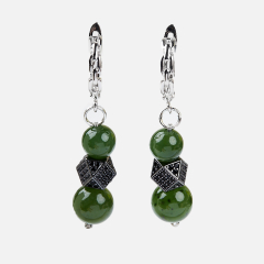 Серьги нефрит зеленый Россия (биж. сплав)