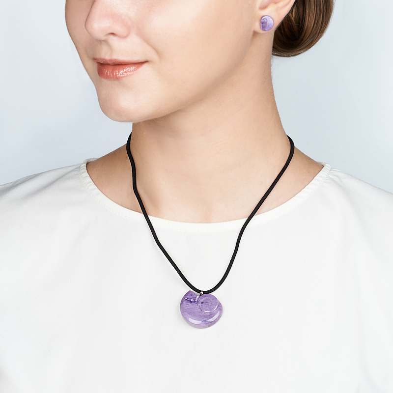 Набор украшений чароит Россия (биж. сплав) (кулон и серьги)