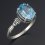 Кольцо топаз голубой Бразилия (серебро 925 пр. оксидир.) огранка размер 18