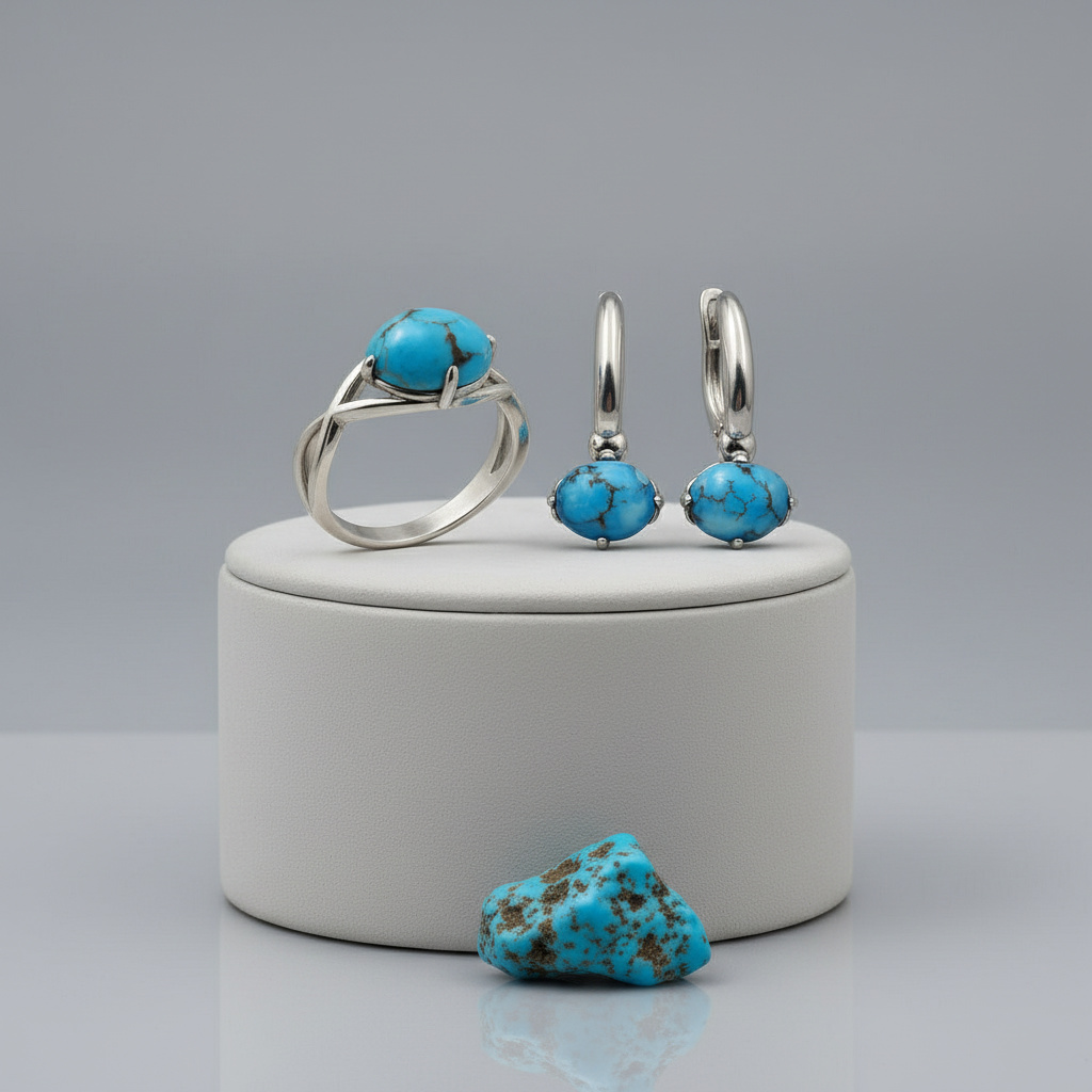 Кольцо бирюза Казахстан (серебро 925 пр.) размер 18