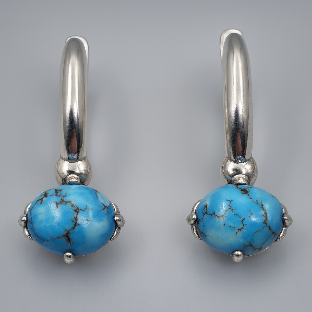Серьги бирюза Казахстан (серебро 925 пр.)