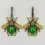 Серьги жадеит Россия (серебро 925 пр. позолота, родир. черн.)