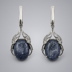 Серьги коралл Индонезия (серебро 925 пр. оксидир.)