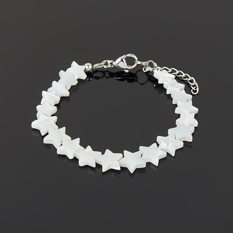 Браслет перламутр белый Индонезия (сталь хир.) 17 см (+3 см)