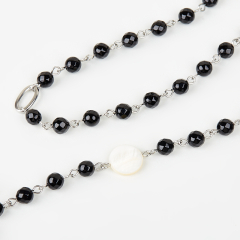 Бусы микс агат, перламутр (сталь хир.) длинные огранка 124 см (+7 см)