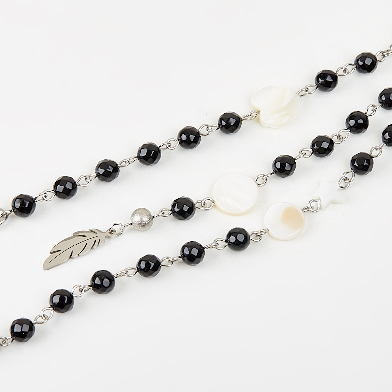 Бусы микс агат, перламутр (сталь хир.) длинные огранка 124 см (+7 см)