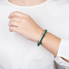 Браслет малахит Конго (сталь хир.) 6 мм 17 см (+3 см)