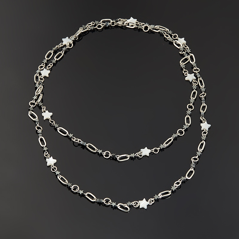 Бусы микс гематит, перламутр (сталь хир.) длинные 105 см
