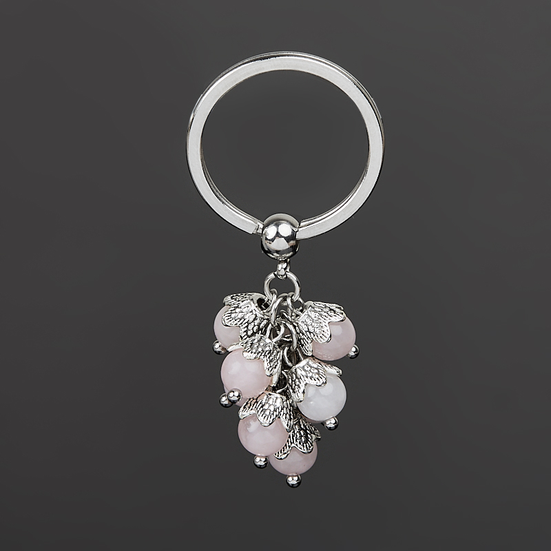 Брелок розовый кварц Бразилия (биж. сплав, сталь хир.) 3,5 см