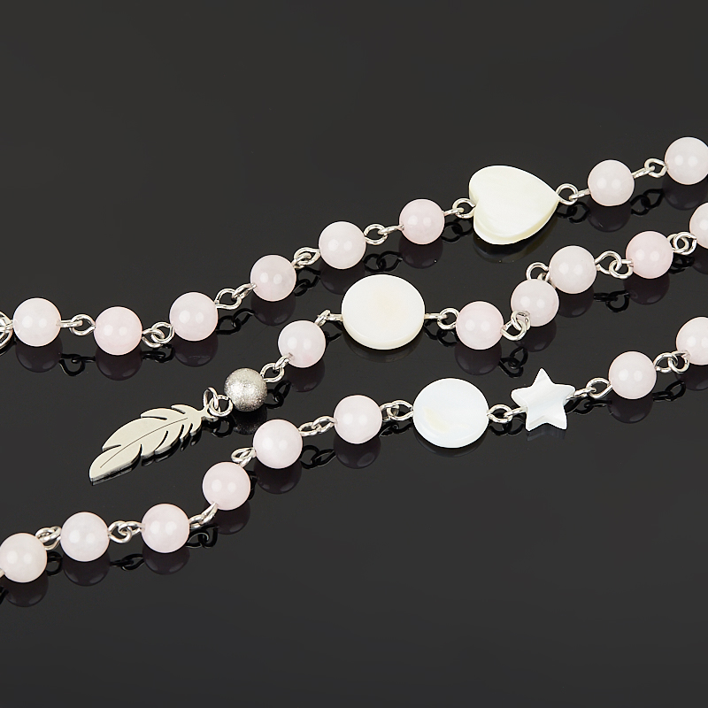 Бусы микс перламутр, розовый кварц (сталь хир.) длинные 124 см (+7 см)