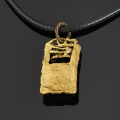 Кулон диоптаз Конго (бронза, биж. сплав позолота, текстиль) прямоугольник 4 см