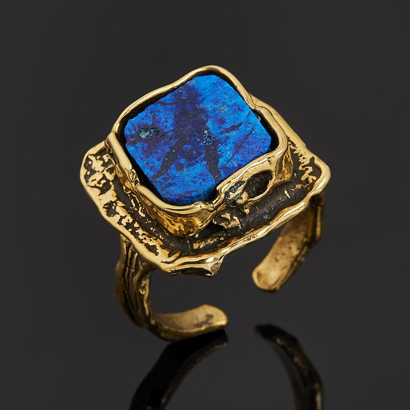 Кольцо азурит Россия (бронза) (регулируемый) размер 17,5