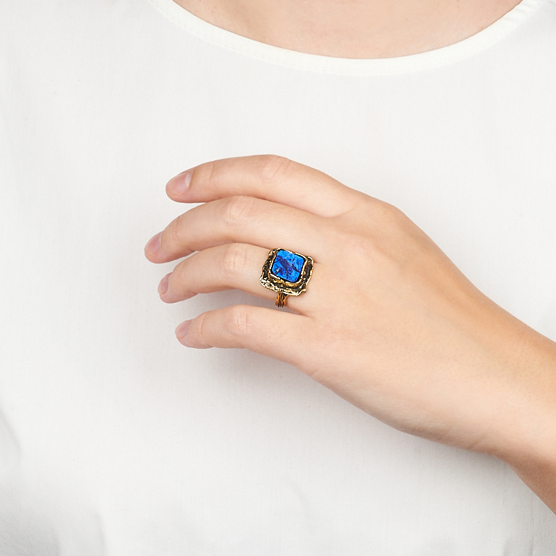 Кольцо азурит Россия (бронза) (регулируемый) размер 17,5