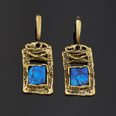 Серьги азурит Россия (бронза, биж. сплав)