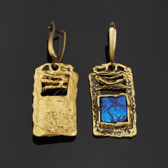 Серьги азурит Россия (бронза, биж. сплав)