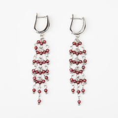 Серьги гранат альмандин Индия (биж. сплав родир. бел., сталь хир.)