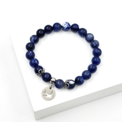 Браслет содалит Бразилия (сталь хир.) 8 мм 18 см