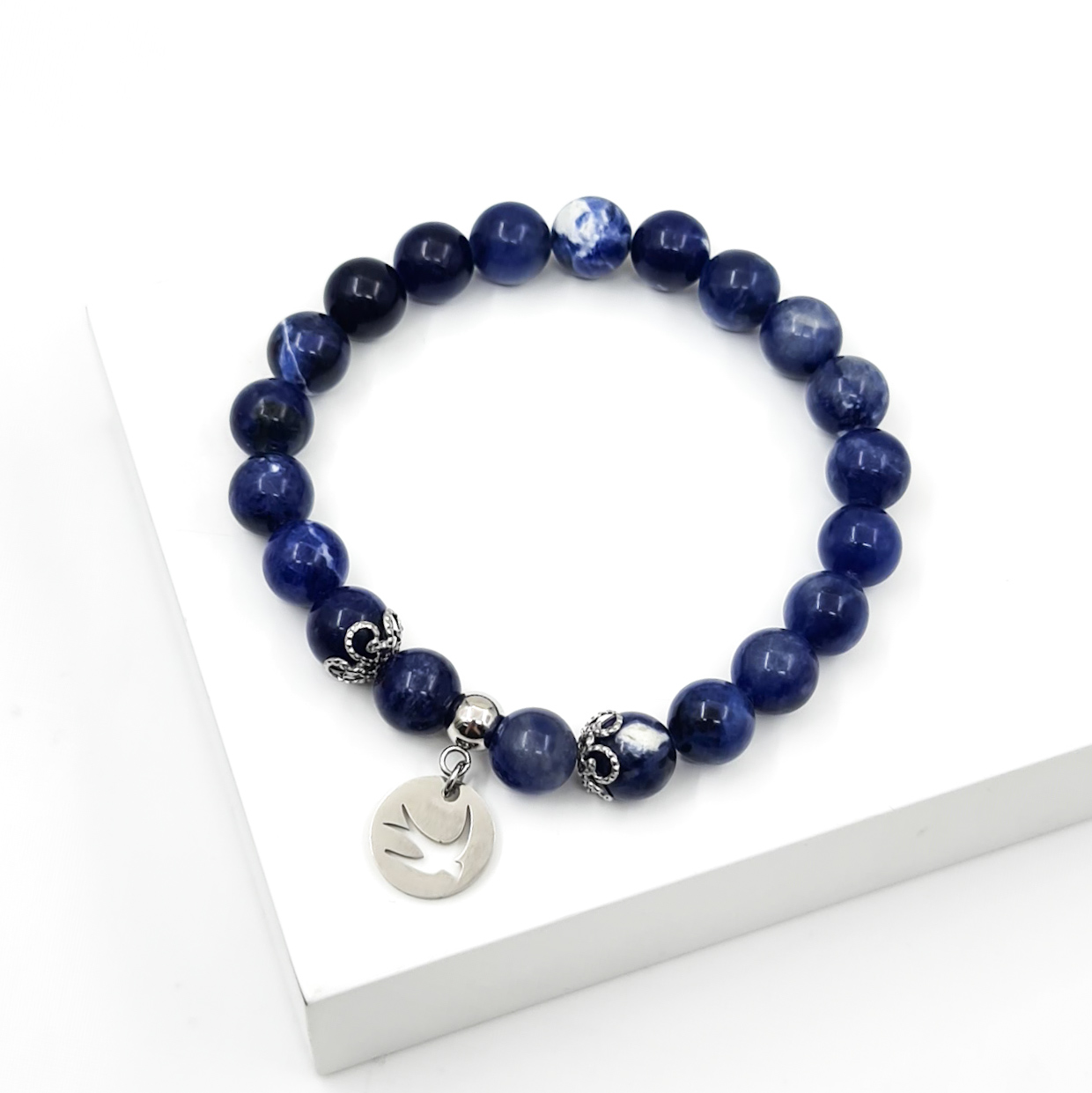 Браслет содалит Бразилия (сталь хир.) 8 мм 18 см