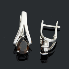 Серьги раухтопаз Бразилия (серебро 925 пр. родир. бел.) огранка