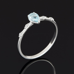 Кольцо топаз голубой Бразилия (серебро 925 пр. родир. бел.) огранка размер 18