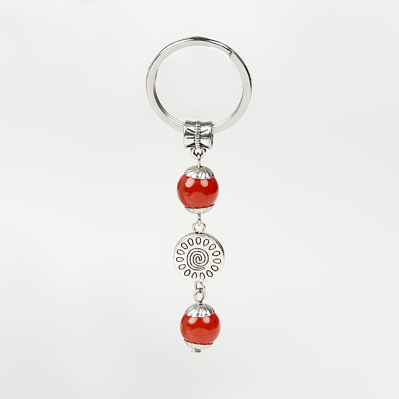 Брелок сердолик Ботсвана (биж. сплав, сталь хир.) 5,5 см