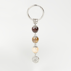 Брелок агат серый Ботсвана (биж. сплав, сталь хир.) 7 см