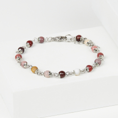 Браслет яшма мукаит Австралия (биж. сплав, сталь хир.) 5 мм 17 см (+3 см)