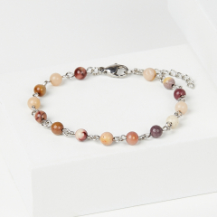 Браслет яшма мукаит Австралия (сталь хир.) 5 мм 16 см (+3 см)