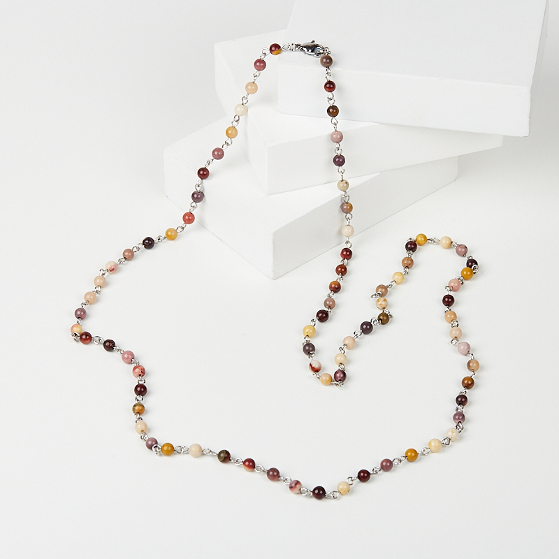 Бусы яшма мукаит Австралия (сталь хир.) трансформер длинные 5 мм 85 см