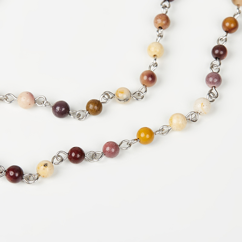 Бусы яшма мукаит Австралия (сталь хир.) трансформер длинные 5 мм 85 см