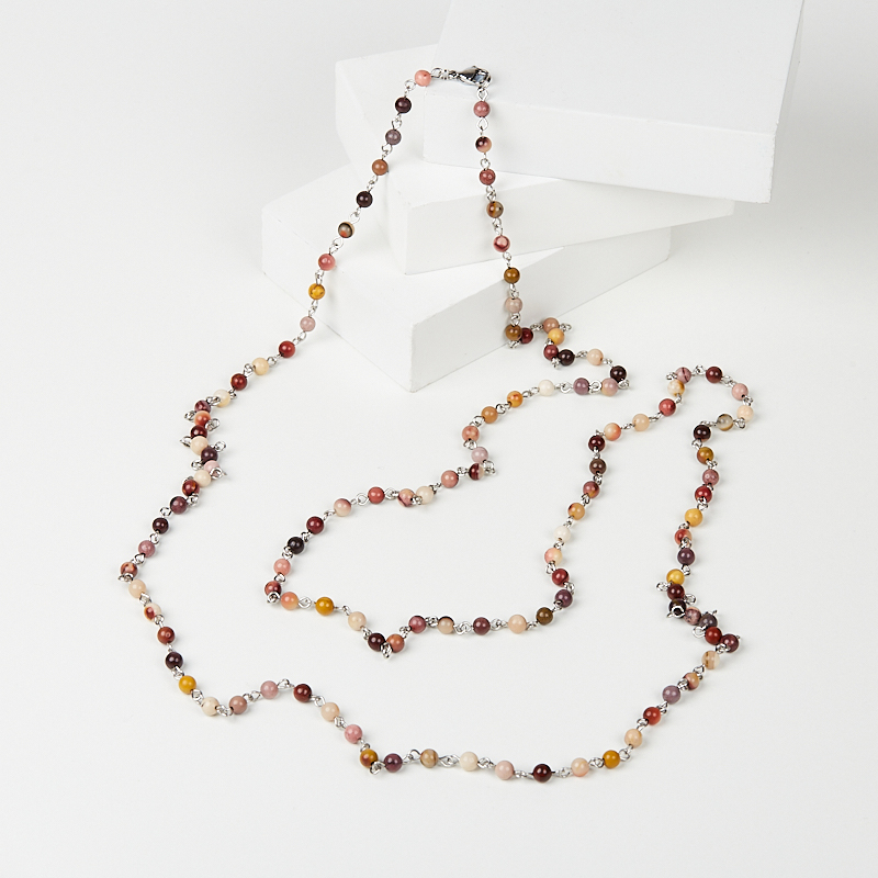 Бусы яшма мукаит Австралия (сталь хир.) длинные 5 мм 130 см