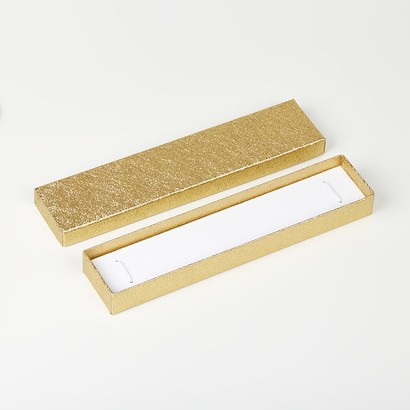 Подарочная упаковка (картон) под браслет/цепь (футляр) (золотистый) 200х45х25 мм