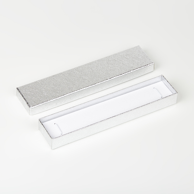 Подарочная упаковка (картон) под браслет/цепь (футляр) (серебристый) 200х45х25 мм
