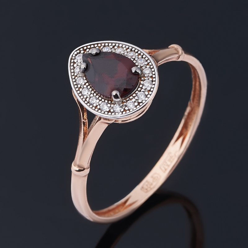 Кольцо гранат альмандин Индия (серебро 925 пр. позолота) огранка размер 17,5