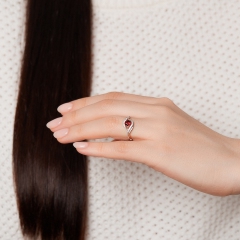 Кольцо гранат альмандин Индия (серебро 925 пр. позолота) огранка размер 17,5