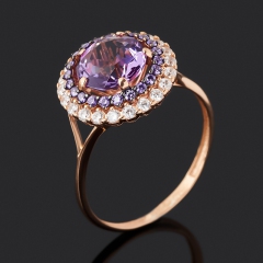 Кольцо аметист Бразилия (серебро 925 пр. позолота) огранка размер 19