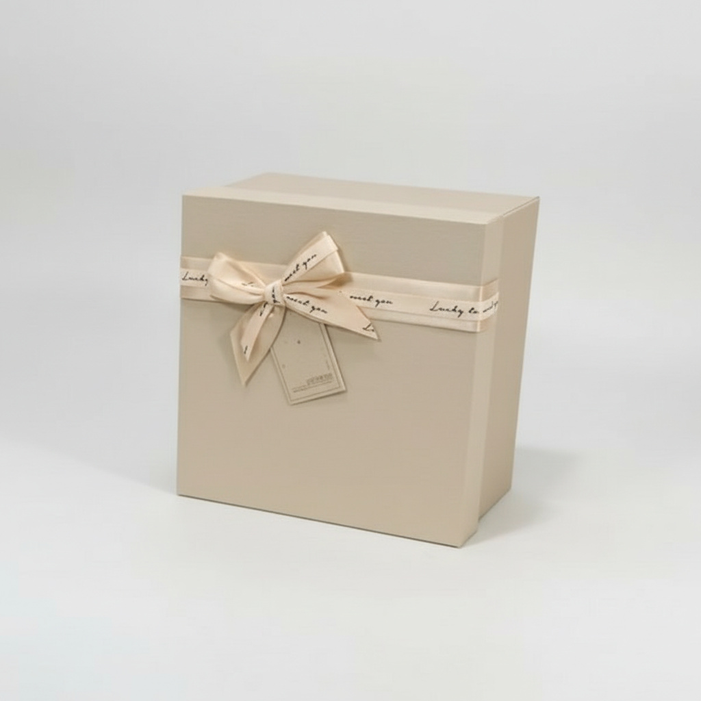 Подарочная упаковка универсальная (коробка) (бежевый) 160х160х90 мм
