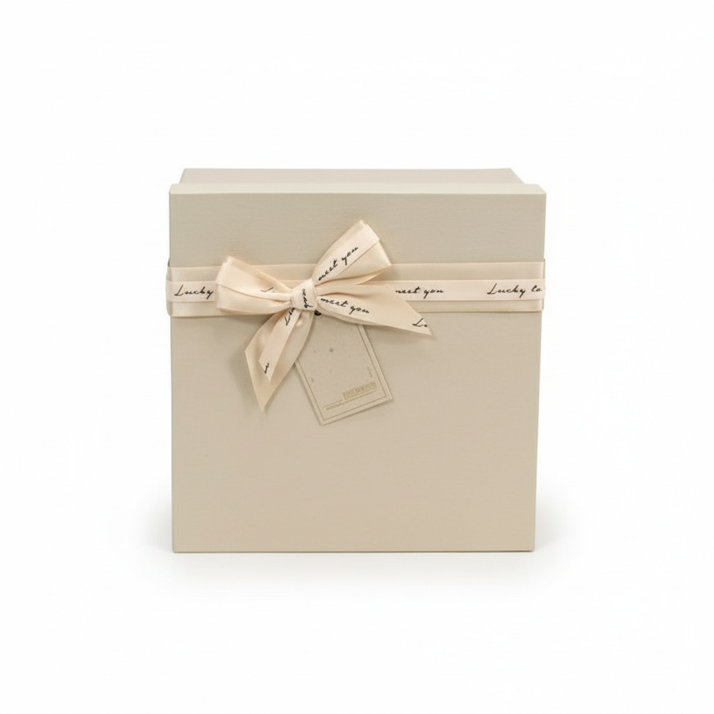 Подарочная упаковка универсальная (коробка) (бежевый) 160х160х90 мм