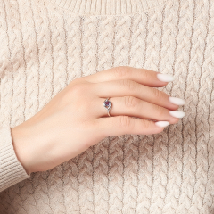 Кольцо аметист Бразилия (серебро 925 пр. родир. бел.) огранка размер 18