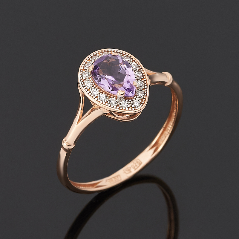 Кольцо аметист Бразилия (серебро 925 пр. позолота) огранка размер 16,5