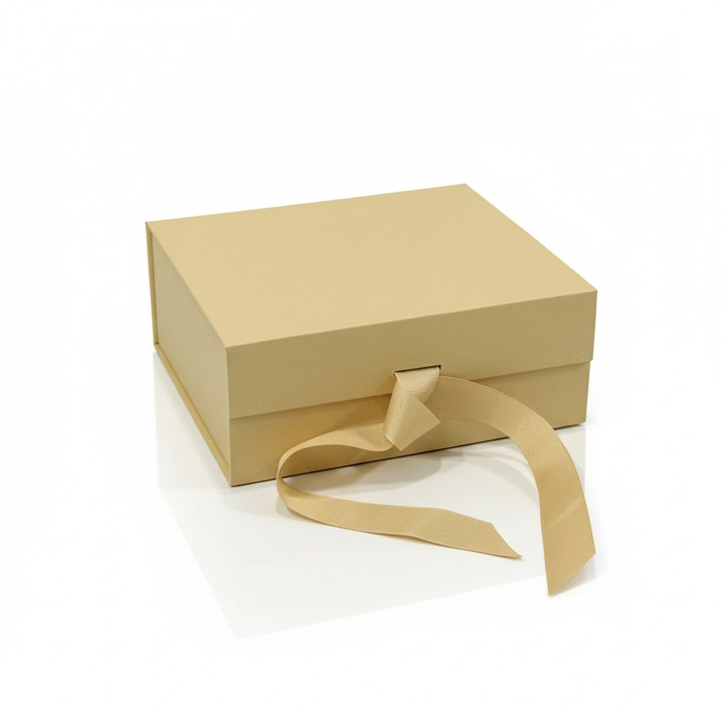 Подарочная упаковка универсальная на магнитах (коробка) (бежевый) 200х170х80 мм