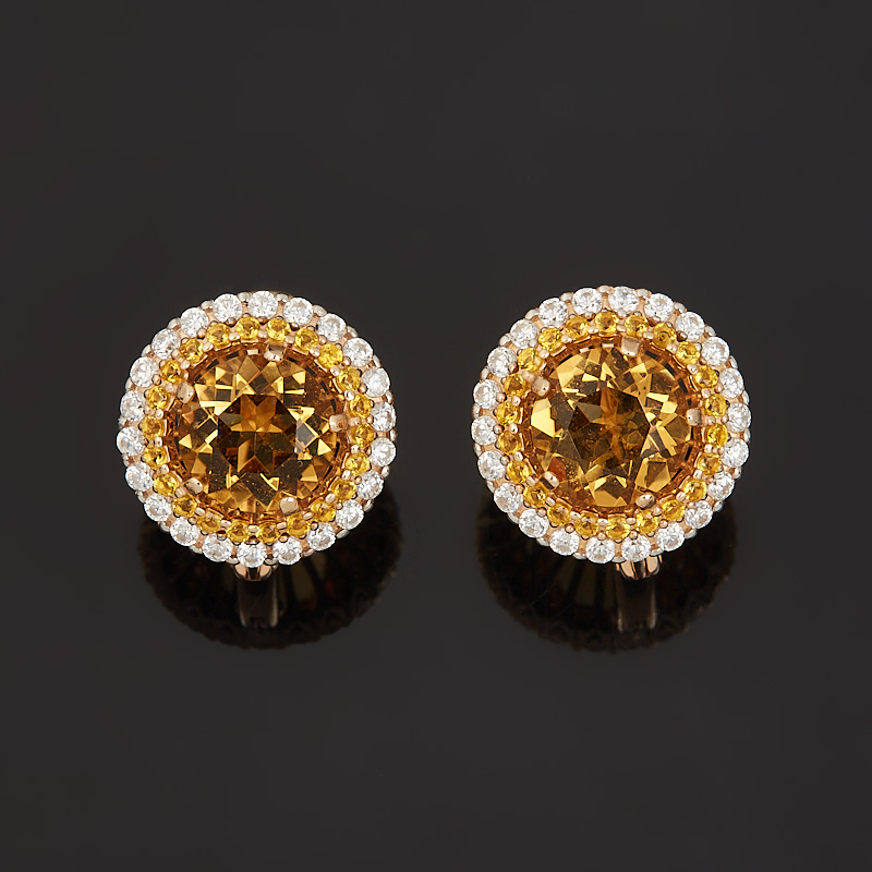 Серьги цитрин Бразилия (серебро 925 пр. позолота) огранка