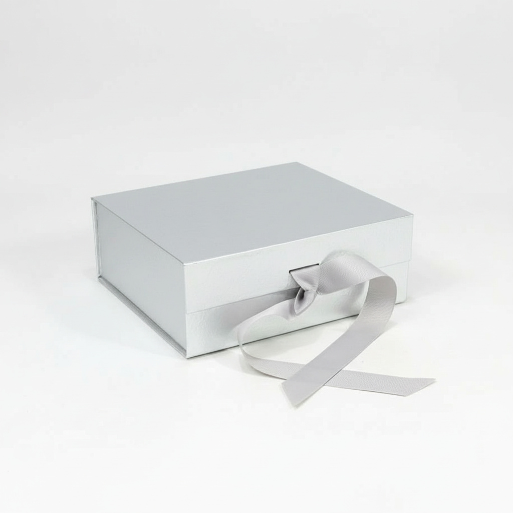 Подарочная упаковка универсальная на магнитах (коробка) (серый) 200х170х80 мм