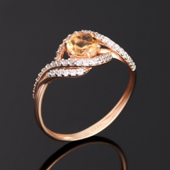 Кольцо цитрин Бразилия (серебро 925 пр. позолота) огранка размер 17