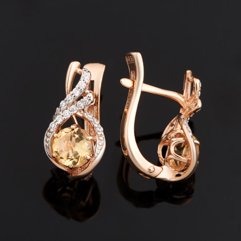 Серьги цитрин Бразилия (серебро 925 пр. позолота) огранка